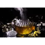 Chiseled borosilicate glass teapot with glass infuser