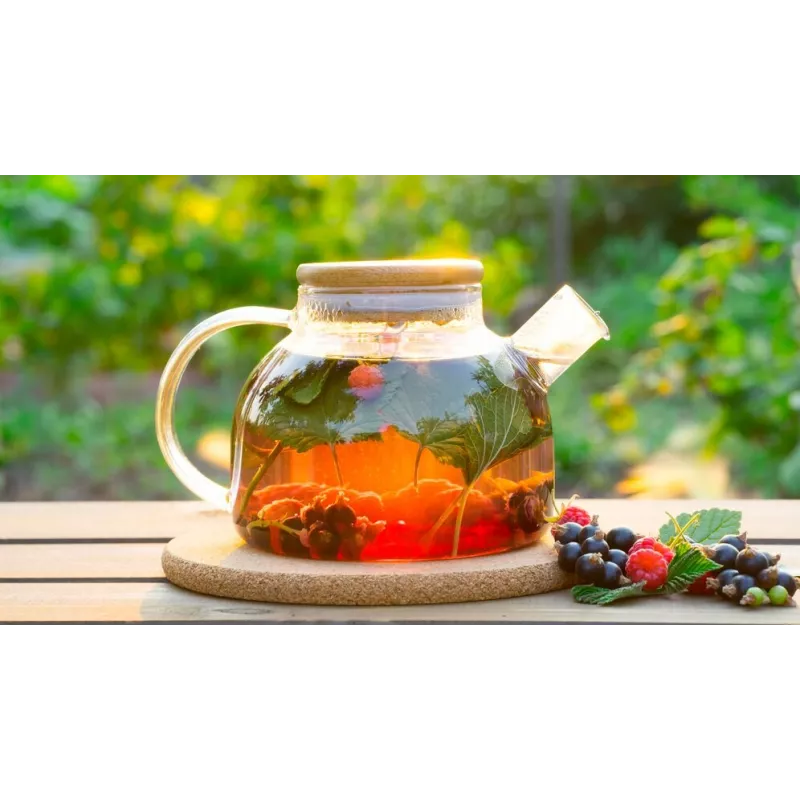 Théière en verre borosilicate & Bambou avec infuseur et filtre