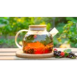 Théière en verre borosilicate & Bambou avec infuseur et filtre