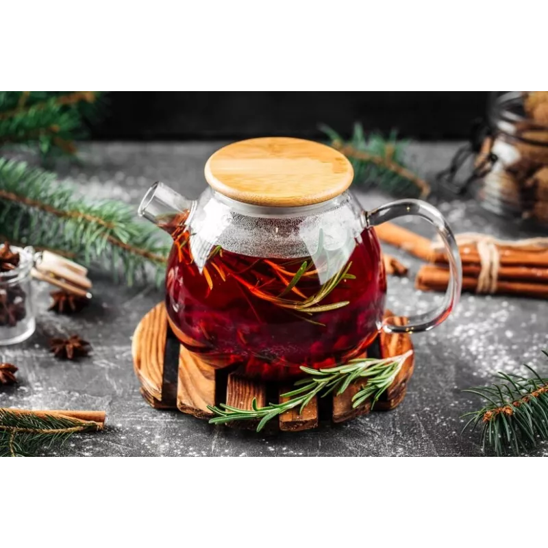 Théière en verre borosilicate & Bambou avec infuseur et filtre