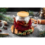 Théière en verre borosilicate & Bambou avec infuseur et filtre
