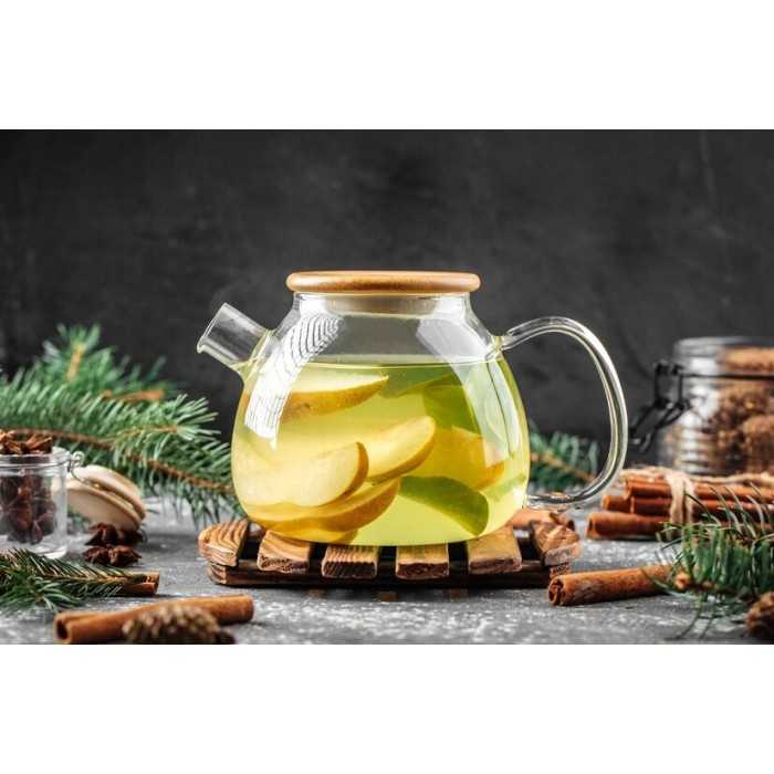 Borosilicate glass & Bamboo teapot with infuser and filter