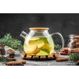 Théière en verre borosilicate & Bambou avec infuseur et filtre