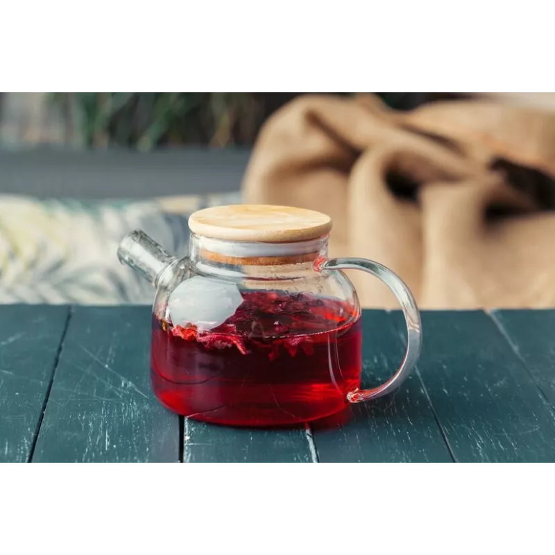 Théière en verre borosilicate & Bambou avec infuseur et filtre