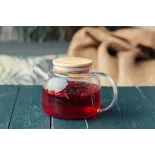 Théière en verre borosilicate & Bambou avec infuseur et filtre