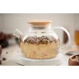 Théière en verre borosilicate & Bambou avec infuseur et filtre