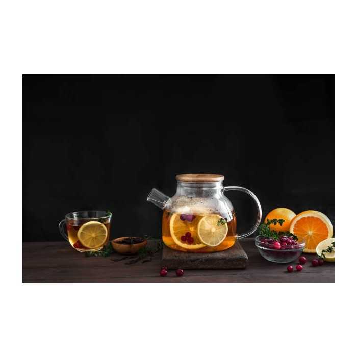 Borosilicate glass & Bamboo teapot with infuser and filter