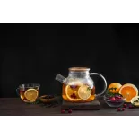 Théière en verre borosilicate & Bambou avec infuseur et filtre