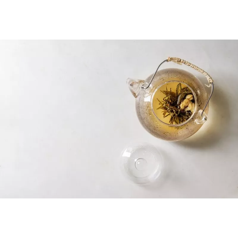 Borosilicate glass teapot with infuser and bamboo handle
