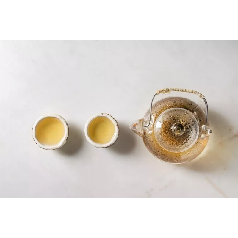 Borosilicate glass teapot with infuser and bamboo handle