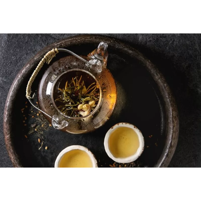 Borosilicate glass teapot with infuser and bamboo handle