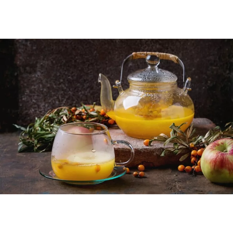 Borosilicate glass teapot with infuser and bamboo handle