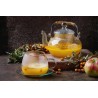 Borosilicate glass teapot with infuser and bamboo handle