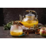 Borosilicate glass teapot with infuser and bamboo handle