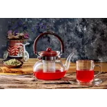 Borosilicate glass teapot with infuser and bamboo handle