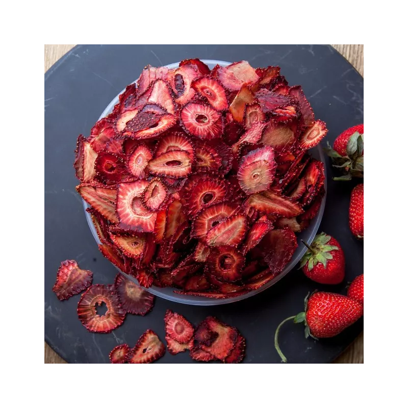 Organic Label rouge dried strawberries from Lot et Garonne - Direct...