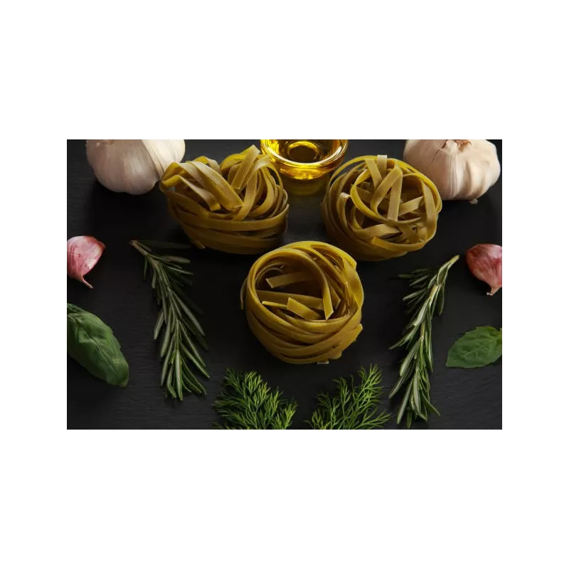 Tagliatelle bio & artisanale à l'ail et au basilic de France - dire...