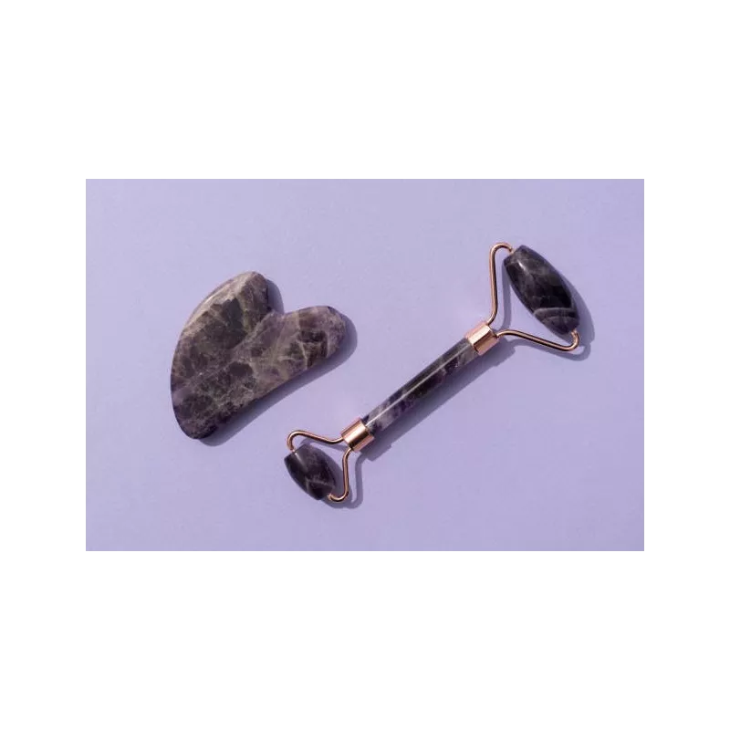 Pure Amethyst Gua Sha & Roller beauty for face - Handmade