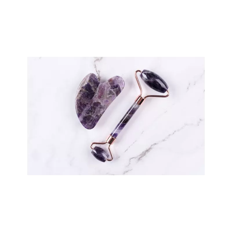 Pure Amethyst Gua Sha & Roller beauty for face - Handmade