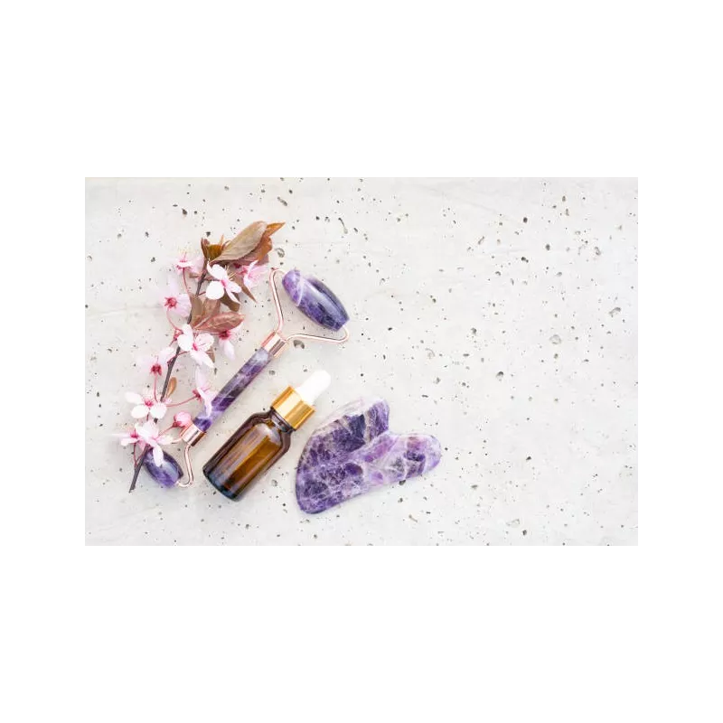 Rouleau de beauté & Gua Sha en améthyste pur pour le visage - Fait ...