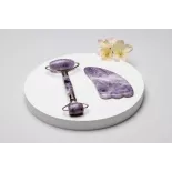 Rouleau de beauté & Gua Sha en améthyste pur pour le visage - Fait ...