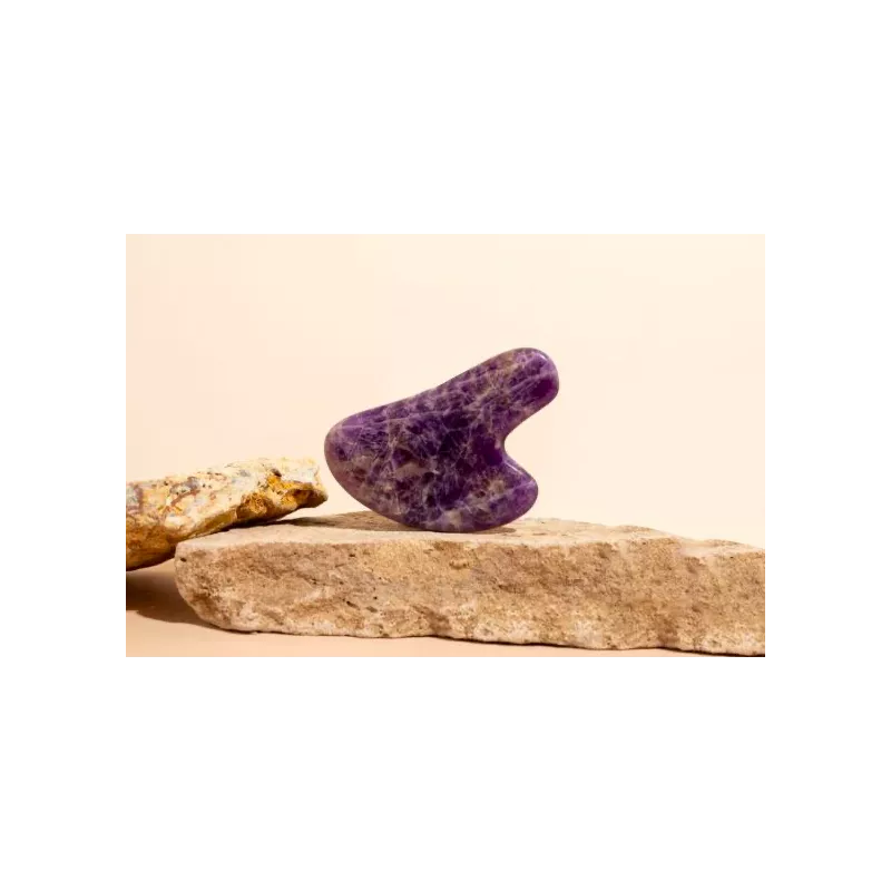 Gua Sha en améthyste pur pour le visage - Fait main