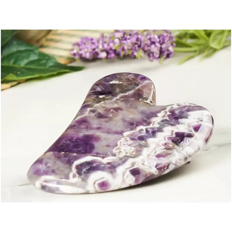 Gua Sha en améthyste pur pour le visage - Fait main