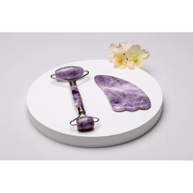 Gua Sha en améthyste pur pour le visage - Fait main