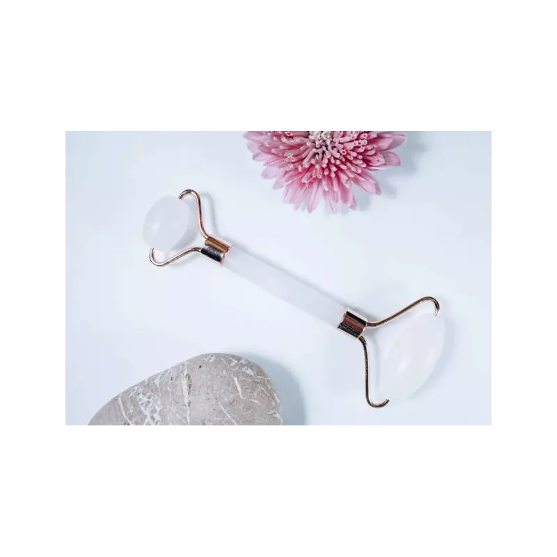 Pure white quartz beauty roller for face - Handmade