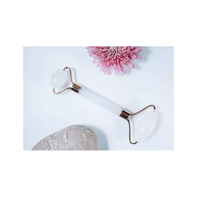 Rouleau de beauté de quartz blanc pur pour le visage - Fait main