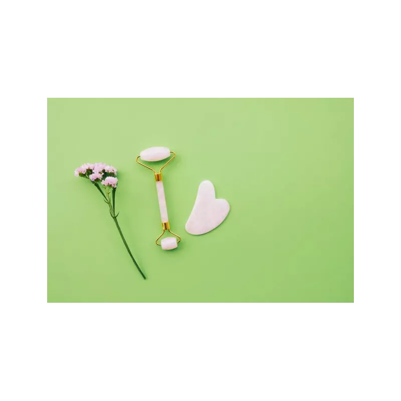 Gua sha & rouleau de beauté en quartz blanc pur pour le visage - Fa...