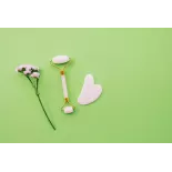 Gua sha & rouleau de beauté en quartz blanc pur pour le visage - Fa...