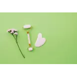 Pure white quartz Gua sha & beauty roller for the face - Handmade Pure white quartz Gua sha & beauty roller for the face - Handmade