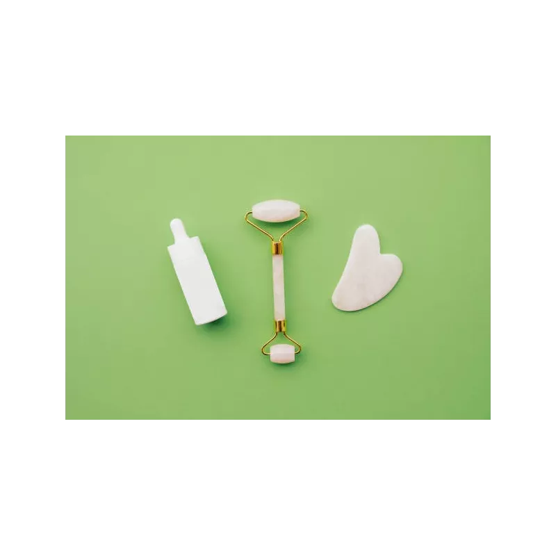 Gua sha & rouleau de beauté en quartz blanc pur pour le visage - Fa...