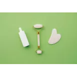 Gua sha & rouleau de beauté en quartz blanc pur pour le visage - Fa...