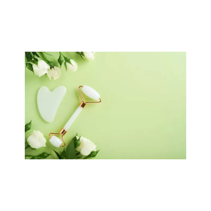 Gua sha & rouleau de beauté en quartz blanc pur pour le visage - Fa...