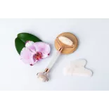 Gua sha & rouleau de beauté en quartz blanc pur pour le visage - Fa...