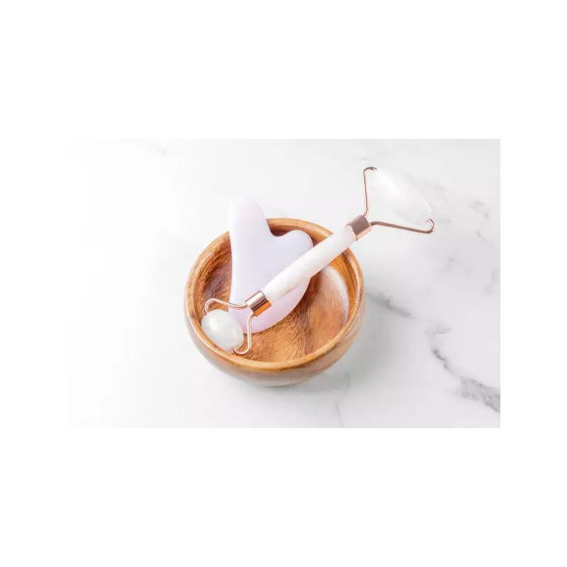 Pure white quartz Gua sha & beauty roller for the face - Handmade