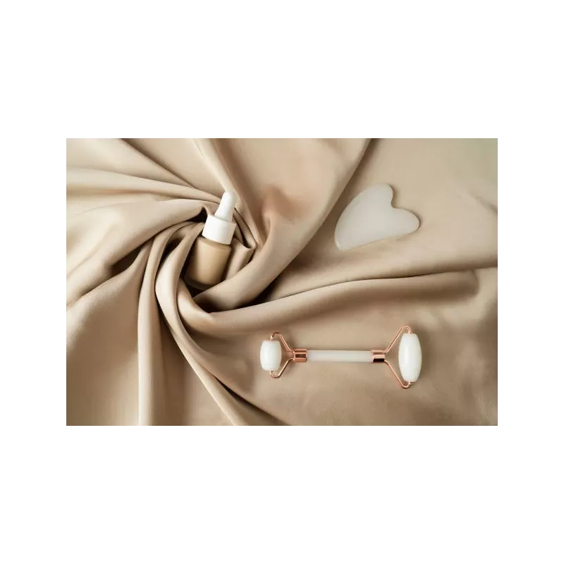 Gua sha & rouleau de beauté en quartz blanc pur pour le visage - Fa...