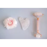Gua sha & rouleau de beauté en quartz rose pur pour le visage - Fai...