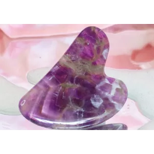 Gua Sha en améthyste pur pour le visage - Fait main