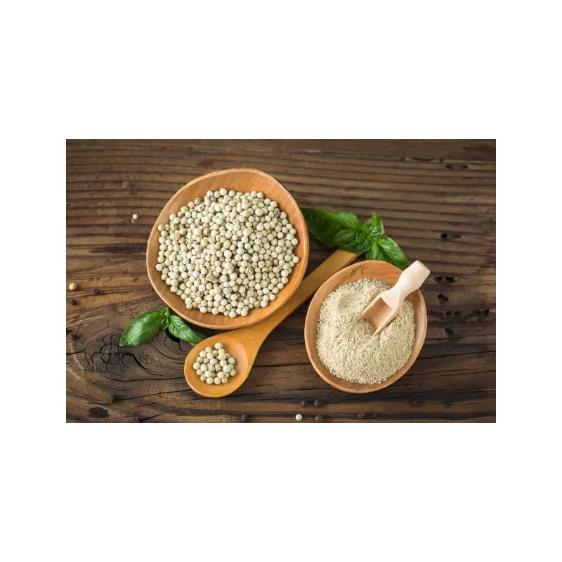 Organic fairtrade ground white pepper PGI from Kampot - Direct prod...