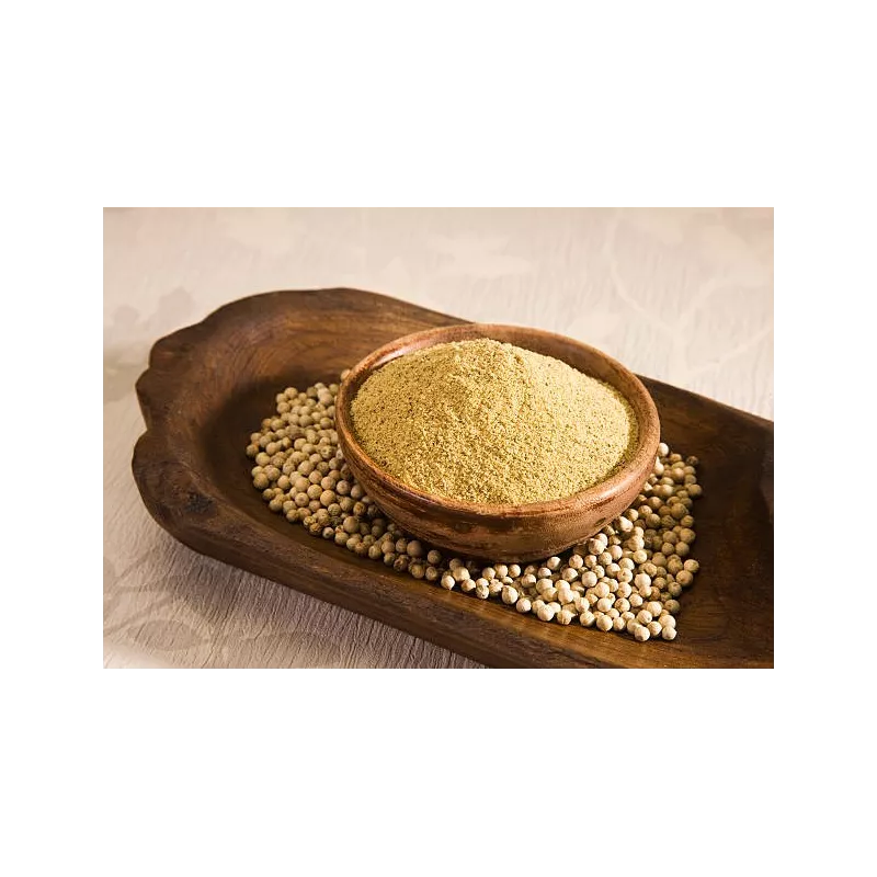 Organic fairtrade ground white pepper PGI from Kampot - Direct prod...