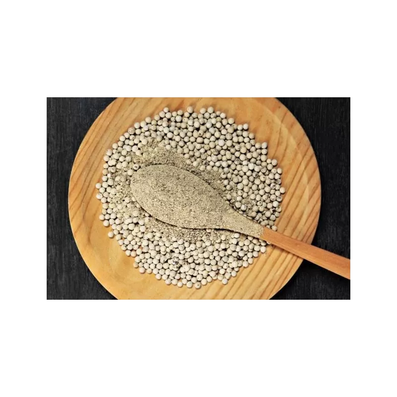 Organic fairtrade ground white pepper PGI from Kampot - Direct prod...