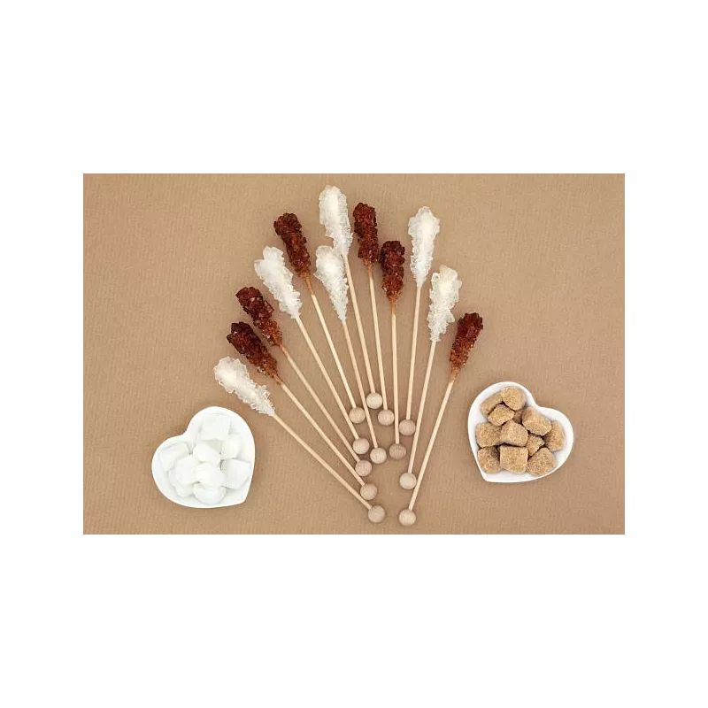 Bâtonnets de Sucre candy blanc & brun de Perse X 10